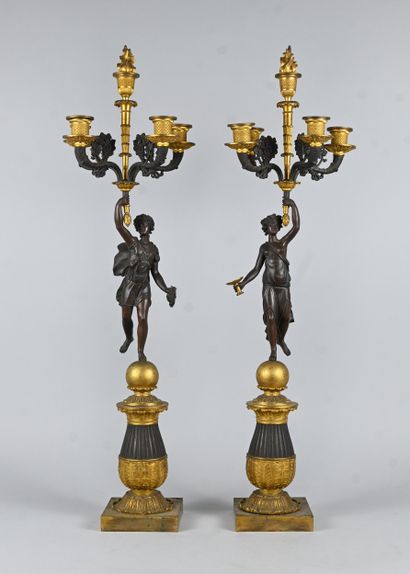 Paire de candélabres Empire / Charles X en...
