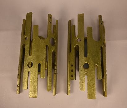 Pair of modernist wall sconces, aluminum,...