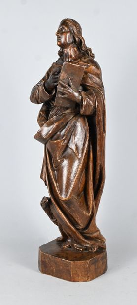 Saint John the Evangelist in carved wood,...