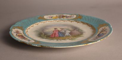Sèvres soft-paste porcelain plate with gallant...