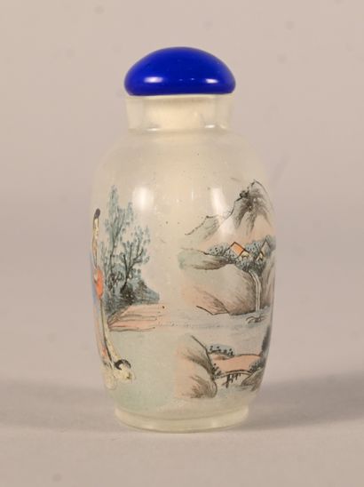 Internally painted glass snuff bottle with...