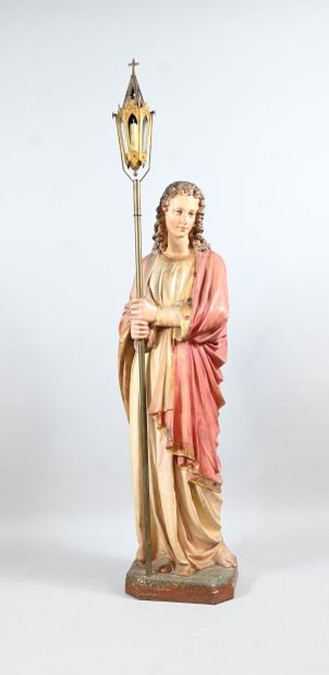 Neo-Gothic plaster statue of an angel with...