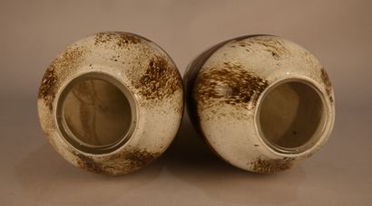 Pair of acid-etched glass Legras vases -...