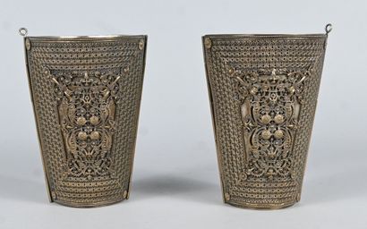 Pair of filigree bracelets, Silver-plated...