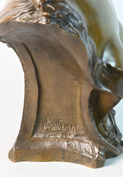 Female bust in patinated regula, signed A....