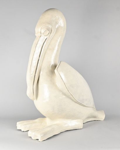 Sculpture animalière en grès émaillé représentant...
