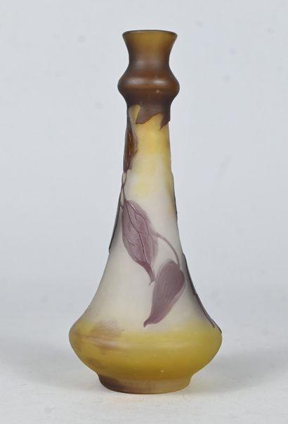 Émile Gallé, cameo glass vase with floral...