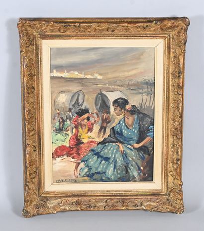 Spanish dance scene - José Puente (1928-2002)
Oil...