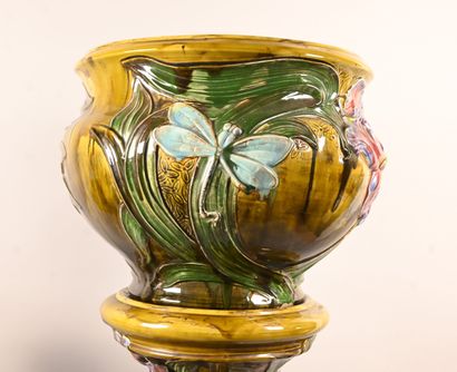 Pair of monumental planters on earthenware...