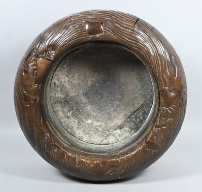Wooden hibachi with metal bowl - Japan -...