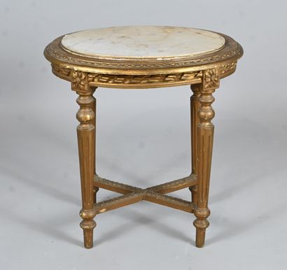 Louis XVI-style oval coffee table in carved...