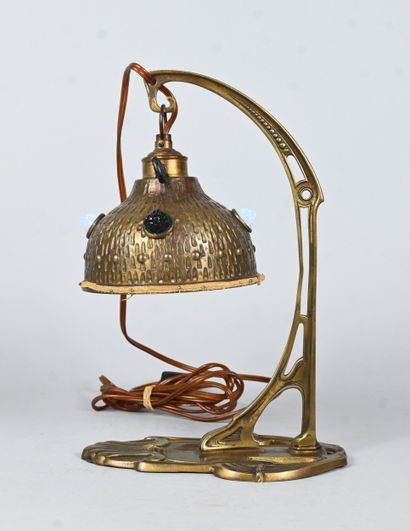 Art Nouveau table lamp in brass with glass...