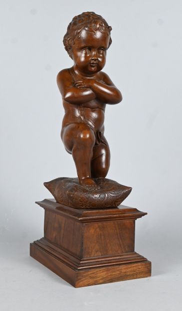 Kneeling angel in carved wood, Italy, 19th...