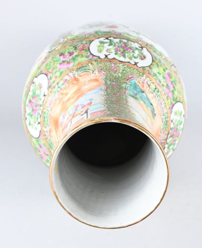 Canton porcelain baluster vase decorated...