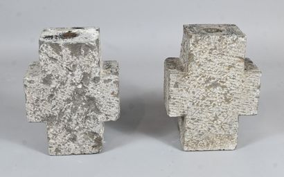 Pair of bluestone crosses (slate/limestone),...