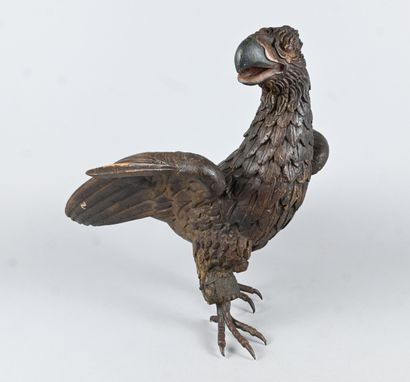 Carved wooden eagle, iron talons, Continental...