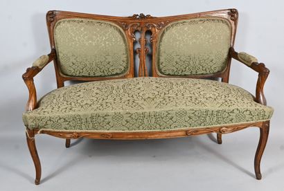 Carved wood Art Nouveau lounge set attributed...