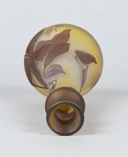Émile Gallé, cameo glass vase with floral...