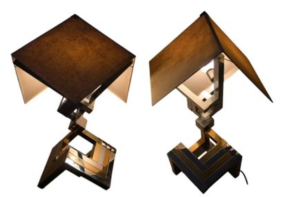 Pair of Lumica table lamps in chromed metal...