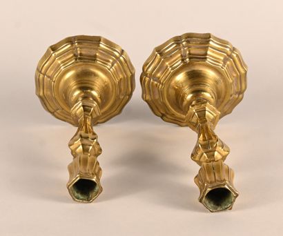 Pair of LXV brass candlesticks, 18th century
Pair...