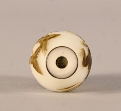 Peking glass snuff bottle with frog and vegetation...