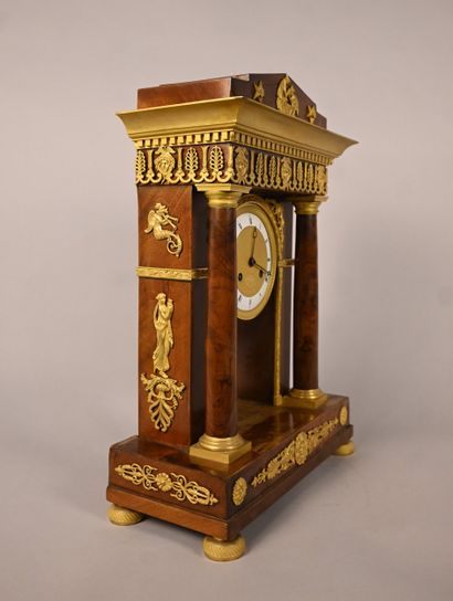 Empire period portico clock in mahogany and...