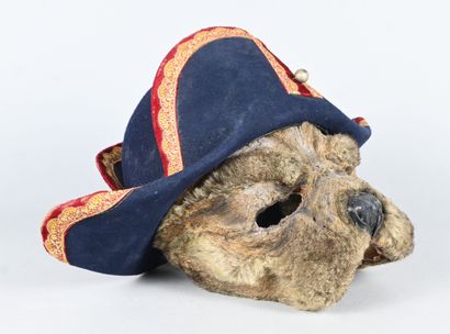 Papier-mâché and textile mask of an animal...