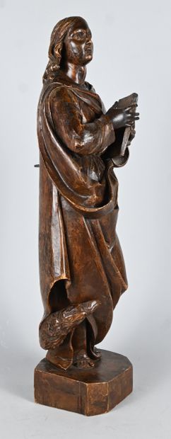 Saint John the Evangelist in carved wood,...