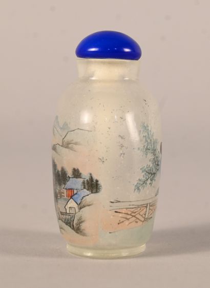 Internally painted glass snuff bottle with...