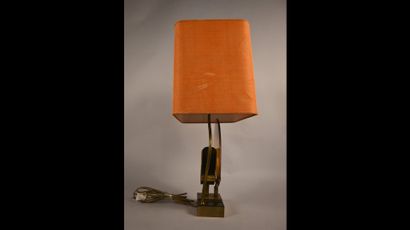Sculptural table lamp in carnelian and brass,...