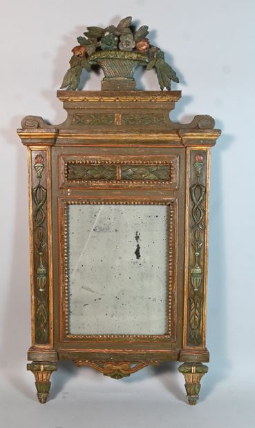 Wall console with mirror, carved wood, 18th...