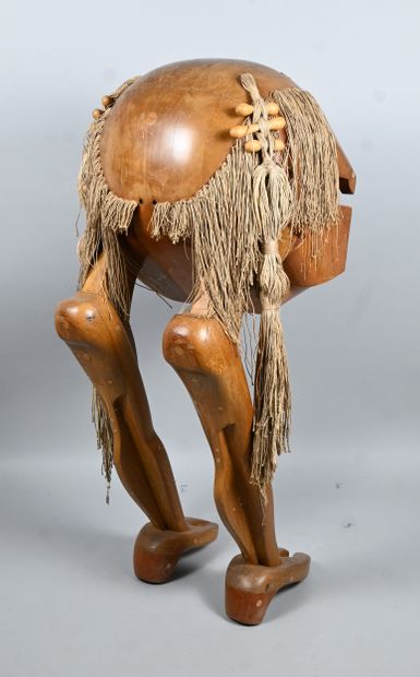 Large zoomorphic wooden sculpture of a mythological...