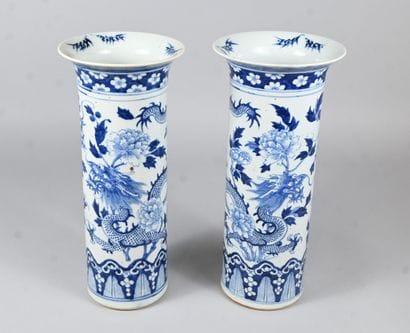 Pair of large Chinese blue and white porcelain...