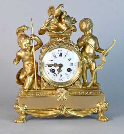 Napoleon III period gilt-bronze clock with...