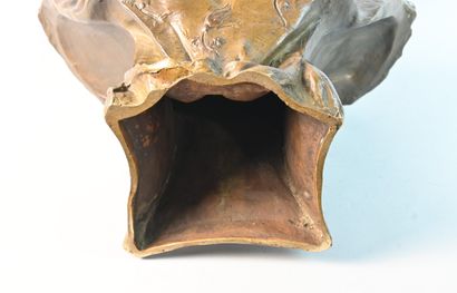 Female bust in patinated regula, signed A....