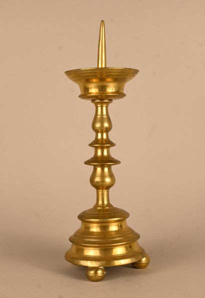 Bronze spindle candlestick Flanders late...