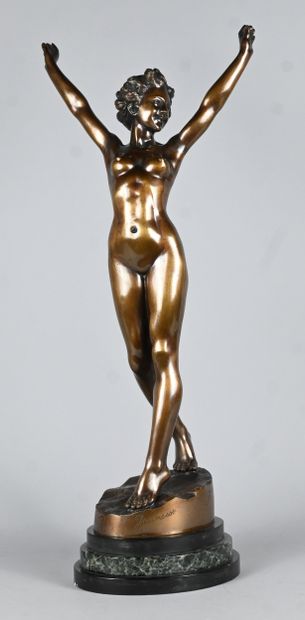 Youth, bronze statue of a nude female figure...