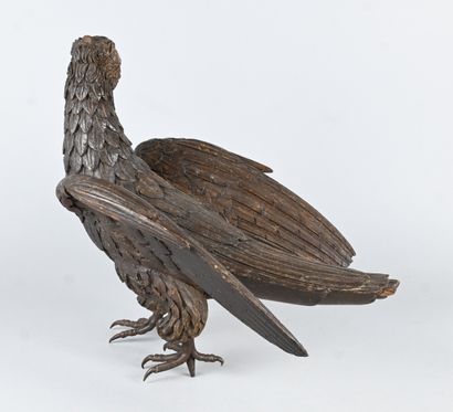 Carved wooden eagle, iron talons, Continental...