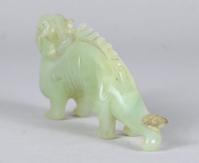 Celadon jade statuette of a chimera, China,...