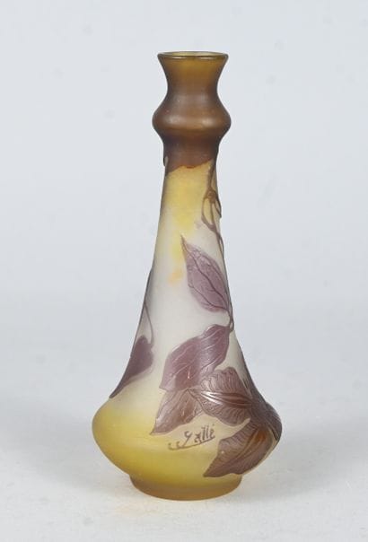 Émile Gallé, cameo glass vase with floral...