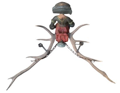 German Lüsterweibchen in carved wood and...