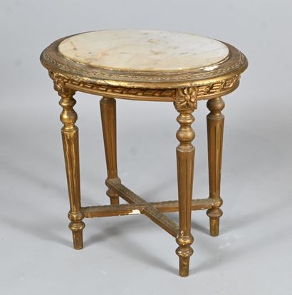 Louis XVI-style oval coffee table in carved...