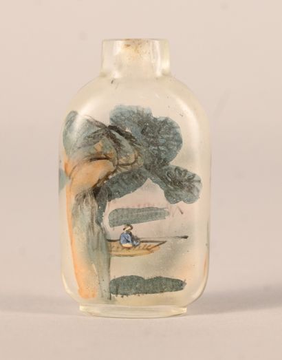 Internally painted glass snuff bottle with...