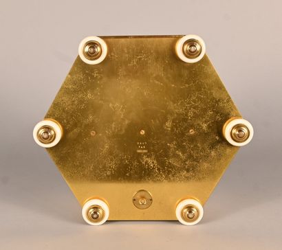 Hexagonal gilt bronze and ivory box with...