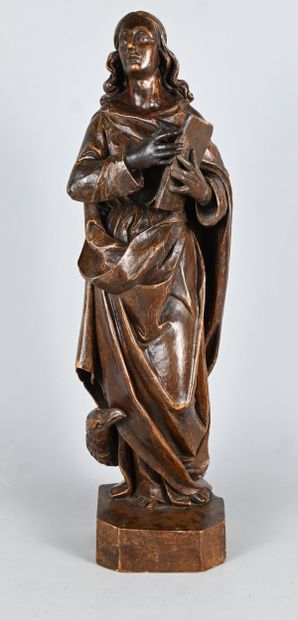 Saint John the Evangelist in carved wood,...