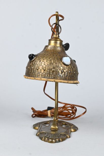 Art Nouveau table lamp in brass with glass...