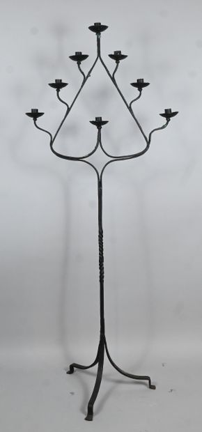 Large wrought-iron church candlestick - 19th...