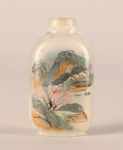 Internally painted glass snuff bottle with...