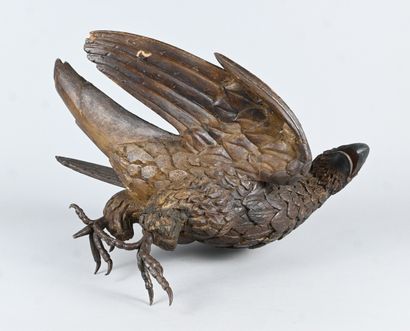 Carved wooden eagle, iron talons, Continental...