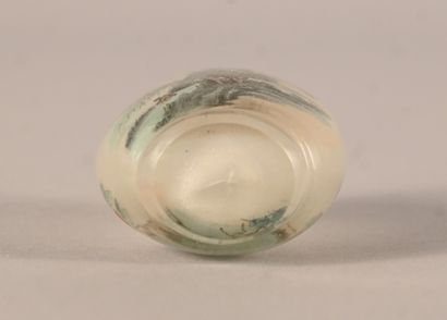 Snuff bottle in glass painted on the inside...
